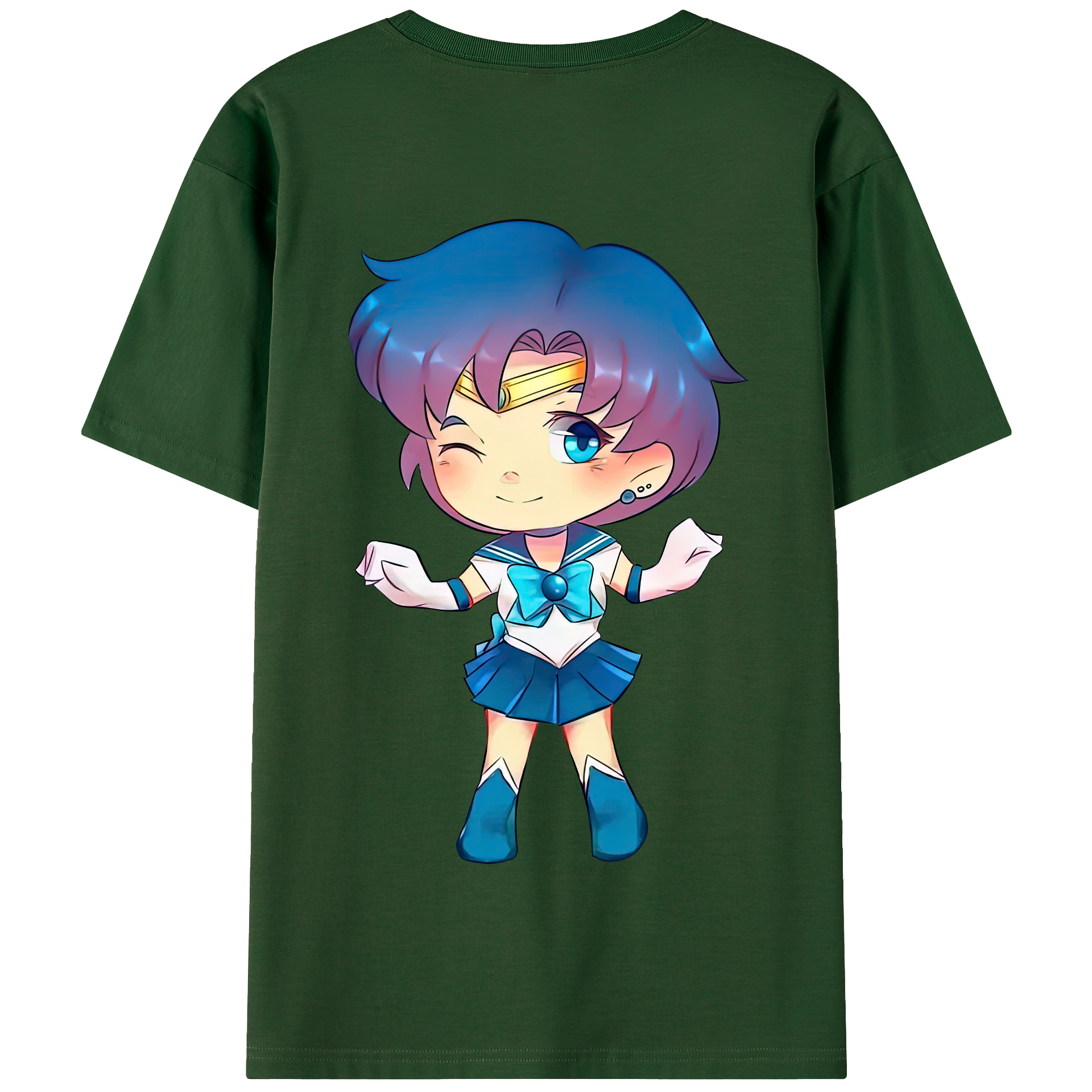 （画像用） 美少女戦士セーラームーン 水野 亜美 みずの あみ Sailor Moon Mizuno Ami 綿100％半袖Tシャツ（背面プリント）